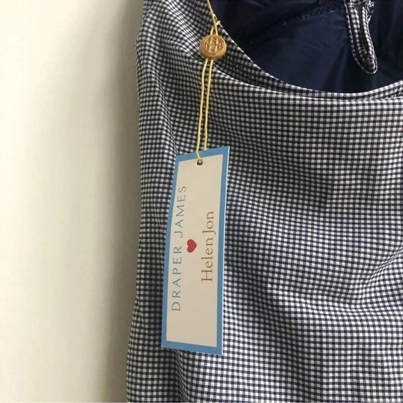New Draper James x Helen Jon Keyhole navy Gingham Halter swimsuit one piece - Picture 13 of 16